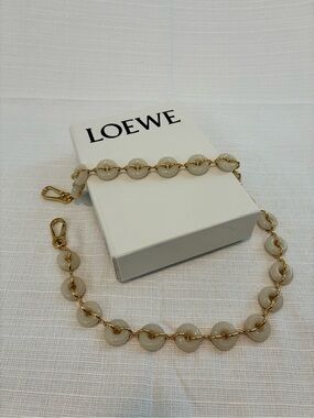 LOEWE Jade Light Grey/Taupe Donut Chain Bag Charm with Gold Links